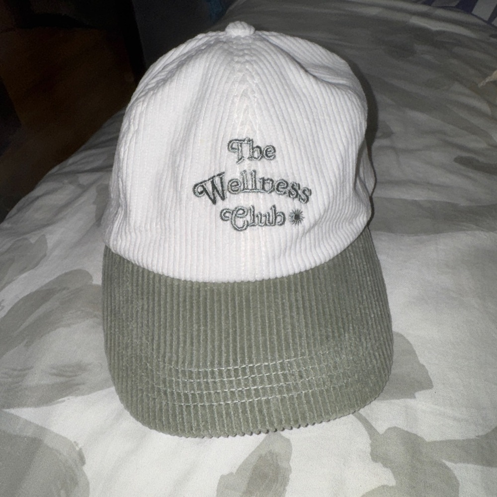 ASOS baseball cap. The Wellness Club. In green and white, corduroy, never worn.